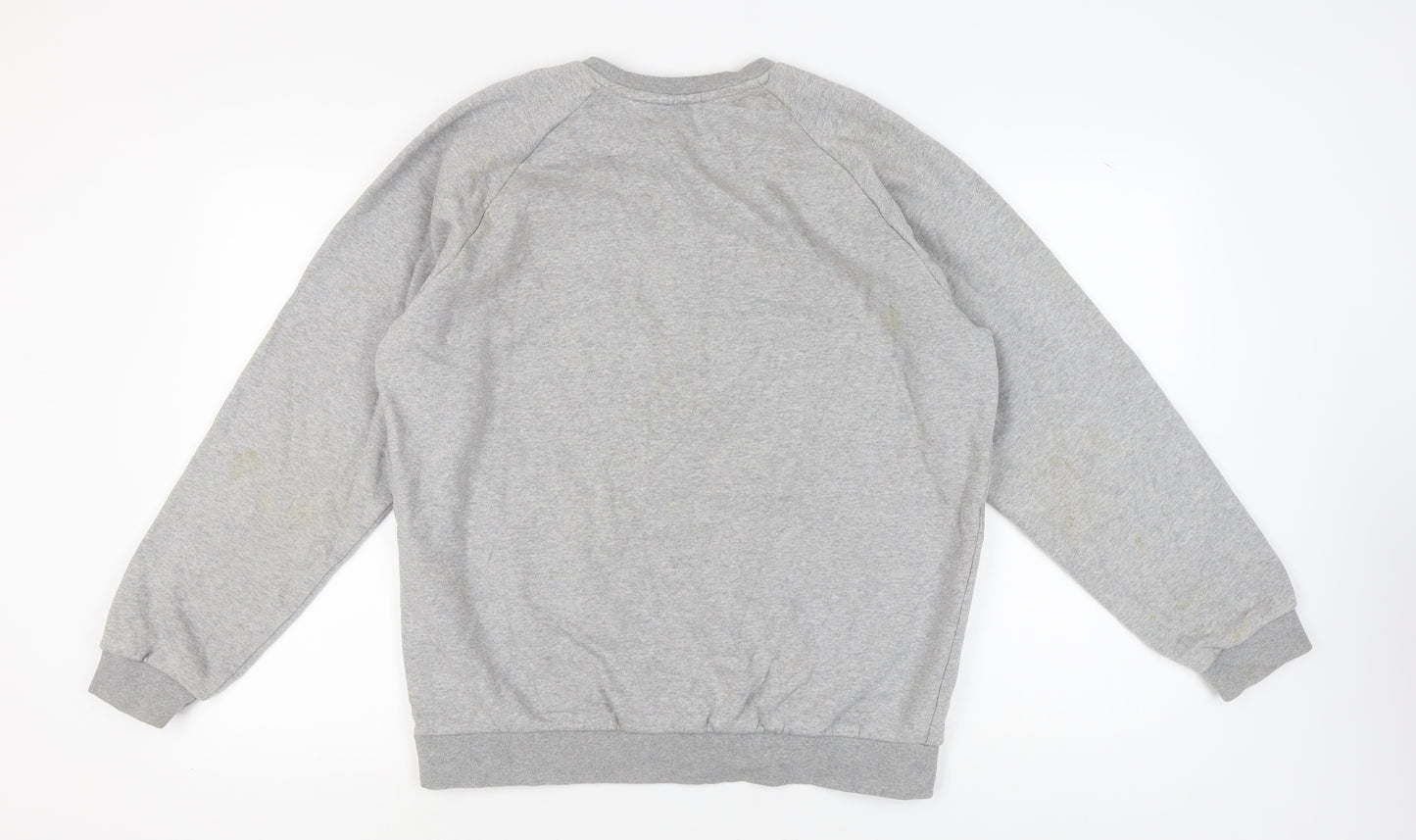 Adidas Unisex Grey Pullover Sweatshirt L Logo Casual