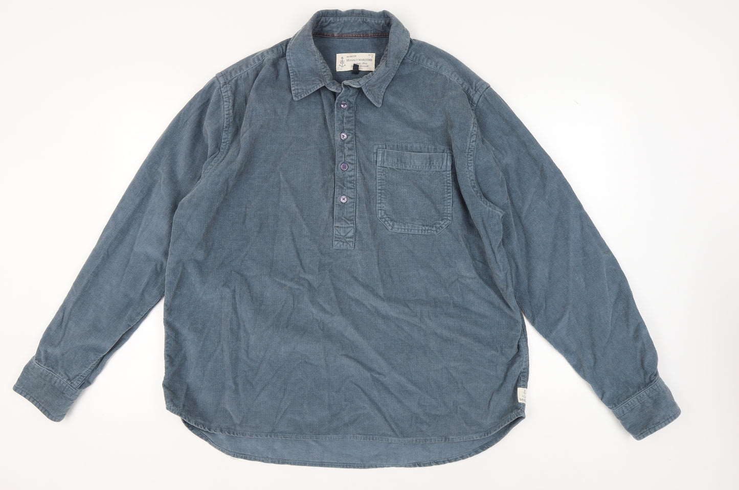 Seasalt Maritime Blue Corduroy Shirt XL Men's Casual
