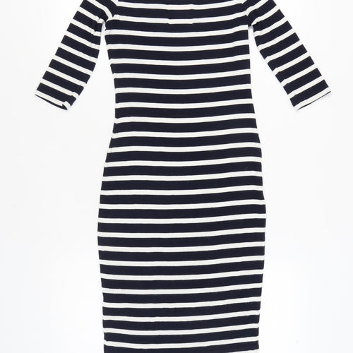 Superdry Women's Black Striped Off-Shoulder Bodycon Dress XS