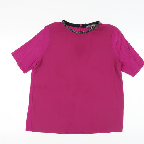 Laura Ashley Women's Pink Short Sleeve Beaded Top Size 14
