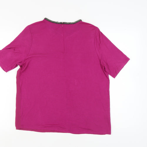 Laura Ashley Women's Pink Short Sleeve Beaded Top Size 14