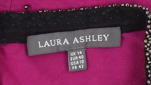 Laura Ashley Women's Pink Short Sleeve Beaded Top Size 14
