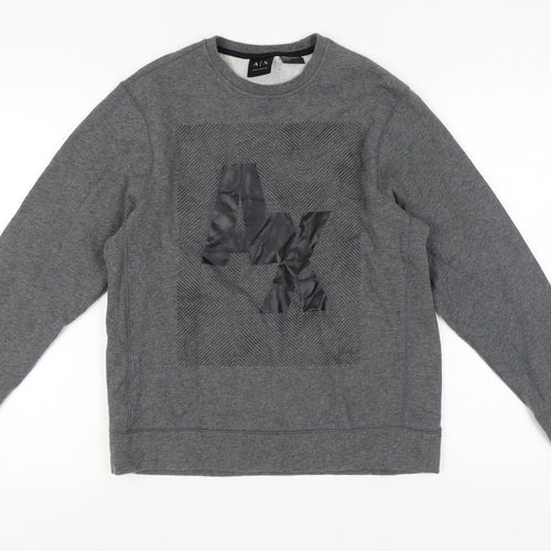 Armani Exchange Grey Unisex XS Sweatshirt, Casual Logo