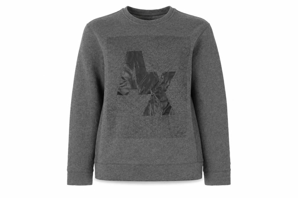 Front view of Armani Exchange Grey unisex xs sweatshirt, casual logo