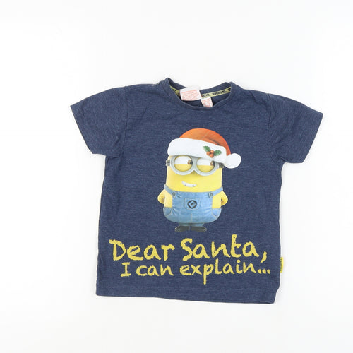 Despicable Me Kids Blue Minions Christmas T-Shirt 5-6Y