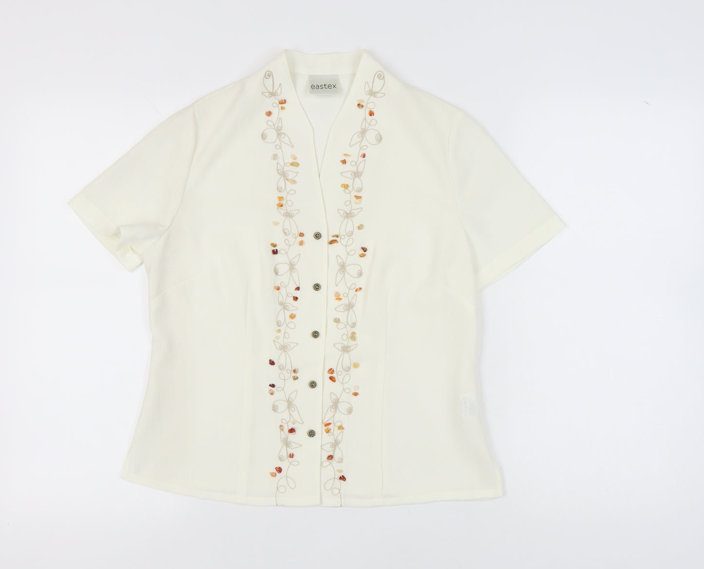 Eastex Women's Ivory Embroidered Blouse Size 10