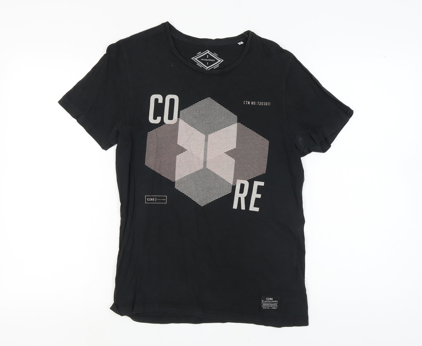 Jack & Jones Men’s Black Graphic T-Shirt Medium