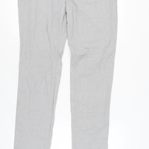 Massimo Dutti Men's Grey Slim Fit Trousers - Medium