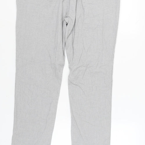 Massimo Dutti Men's Grey Slim Fit Trousers - Medium