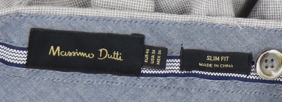 Massimo Dutti Men's Grey Slim Fit Trousers - Medium