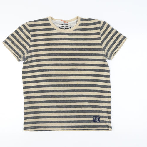 Superdry Men's Striped T-Shirt Beige Large