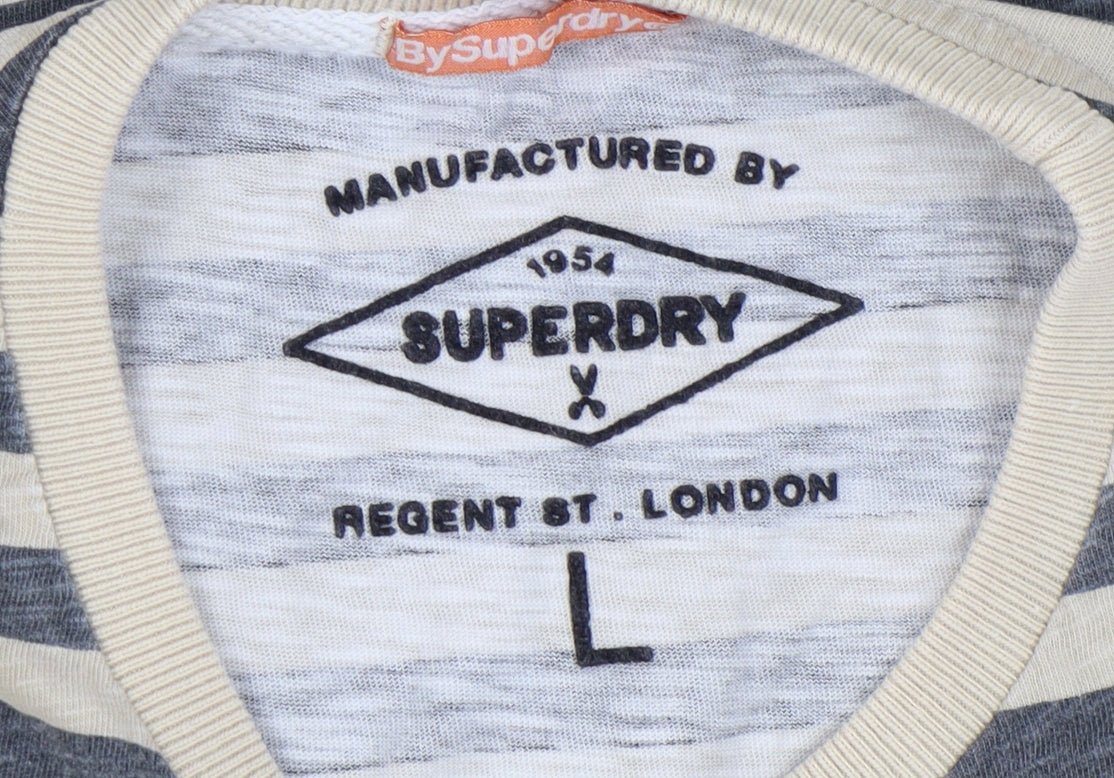 Superdry Men's Striped T-Shirt Beige Large