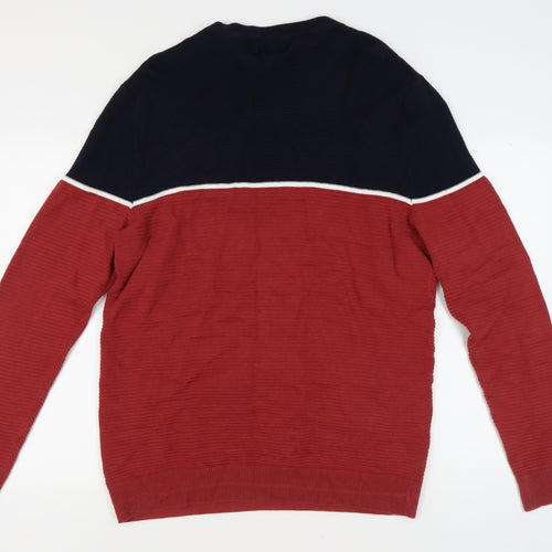 Jack & Jones Men's XL Red Waffle-Knit Pullover Jumper