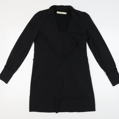 Reiss Women's Black V-Neck Long Sleeve Dress