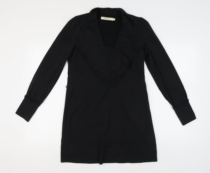 Reiss Women's Black V-Neck Long Sleeve Dress