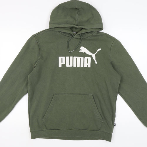 Puma Men's Green Pullover Hoodie M Logo Design