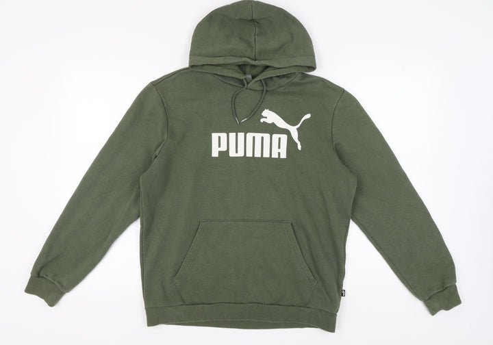 Puma Men's Green Pullover Hoodie M Logo Design