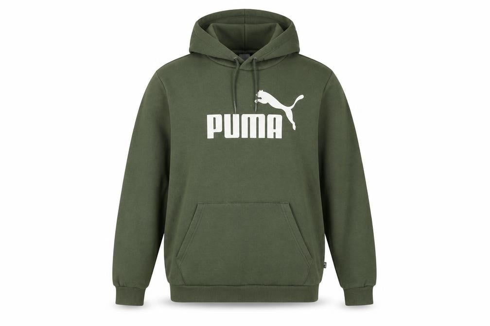 Front view of Puma Men's Green Pullover Hoodie M Logo Design