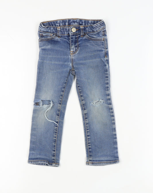 Baby Gap Girls Blue Cropped Jeans 3 Years Ripped