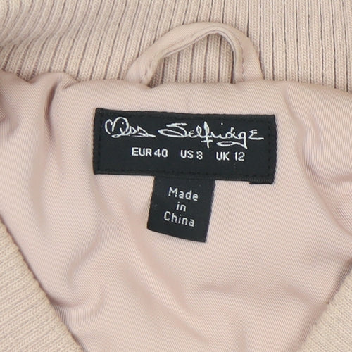 Miss Selfridge Women's Beige Bomber Jacket Size 12