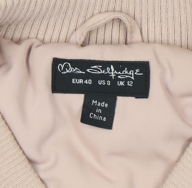 Miss Selfridge Women's Beige Bomber Jacket Size 12