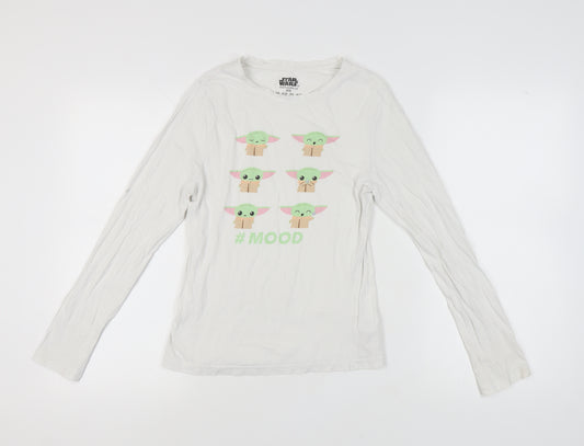 Front view of Star Wars unisex white long sleeve t-shirt 2xs