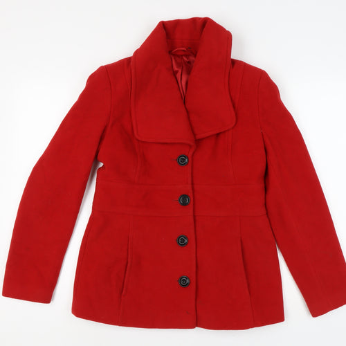 Laura Ashley Women's Red Wool Blend Overcoat Size 10 Classic