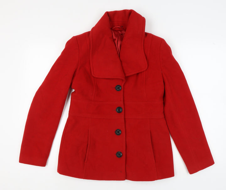 Laura Ashley Women's Red Wool Blend Overcoat Size 10 Classic