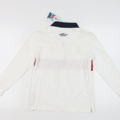 Boys Rugby World Cup Polo, White, 11-12 Years, Cotton
