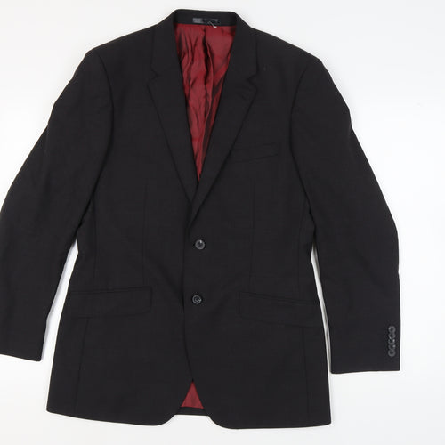 T.M. Lewin Men's Black Wool Blazer 40 R Regular Fit Jacket