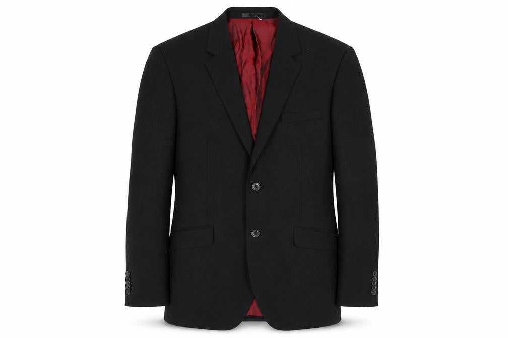 Front view of T.M. Lewin Men's Black Wool Blazer 40 R Regular Fit Jacket