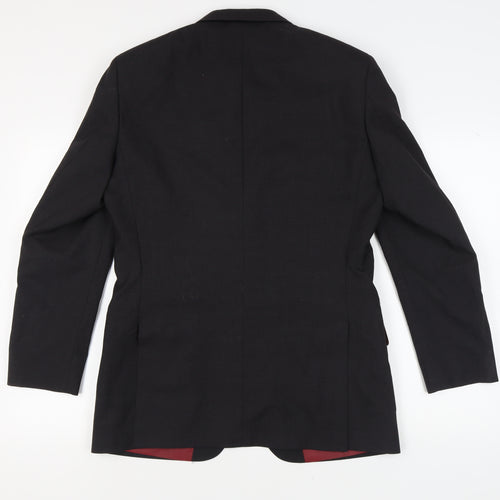 T.M. Lewin Men's Black Wool Blazer 40 R Regular Fit Jacket
