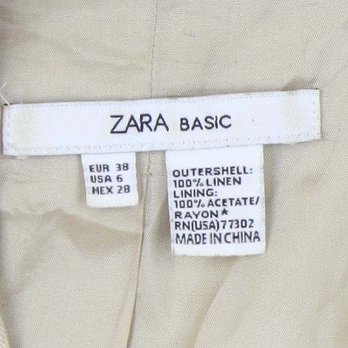 Zara Women Beige Suit Jacket Linen Size 10