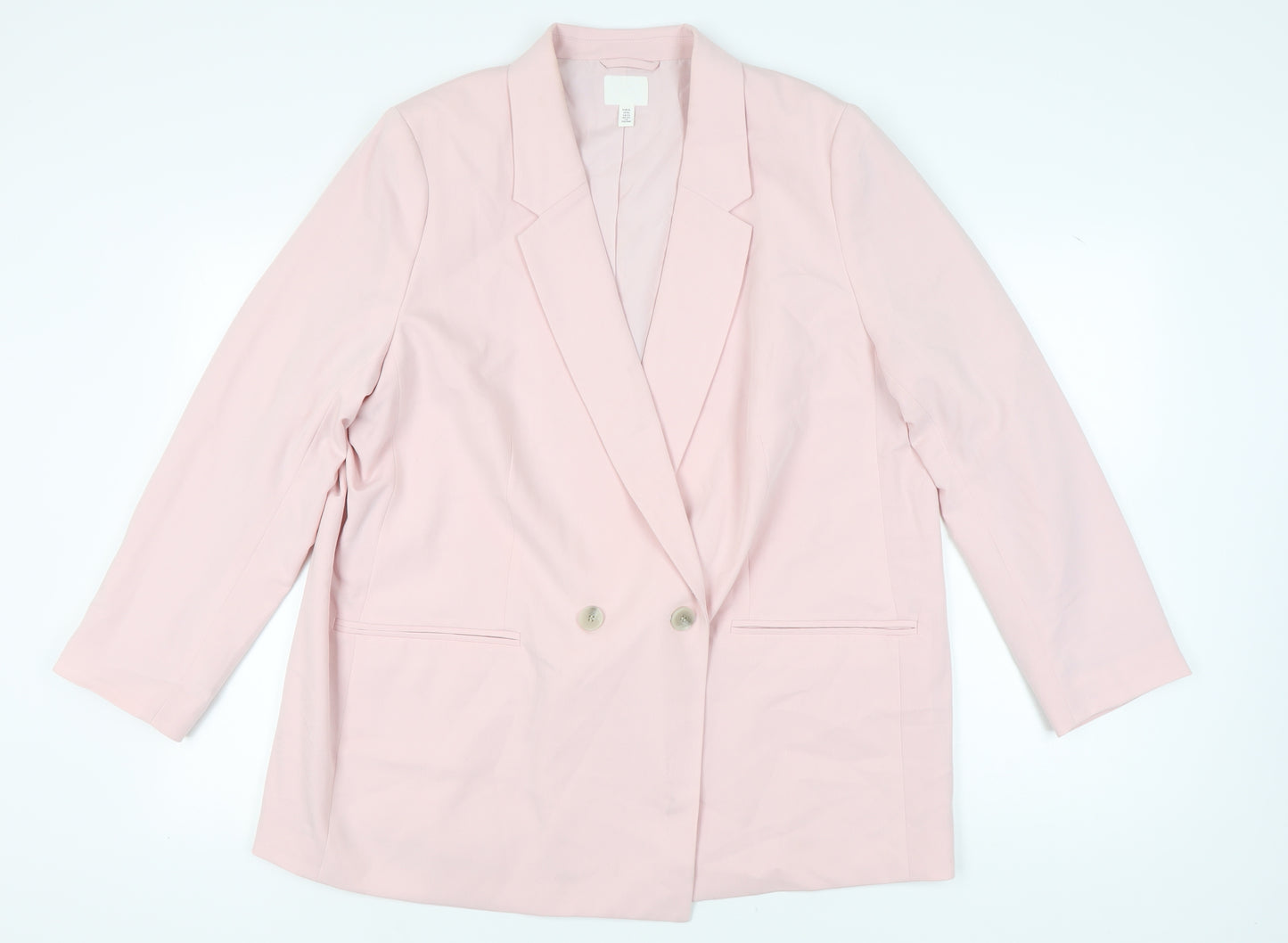 H&M Women's Pink Blazer XL, Regular Fit Double-Breasted