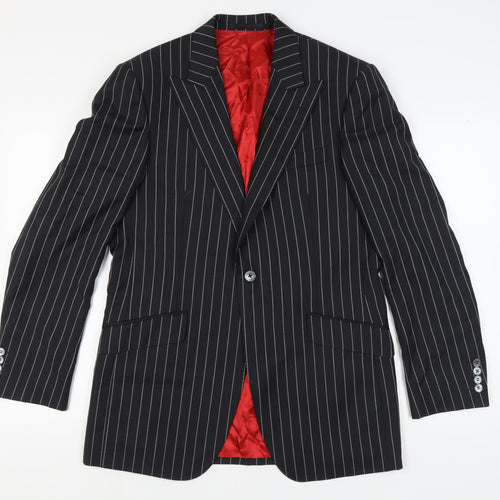 Marks and Spencer Men's Black Striped Wool Blazer Size 40L