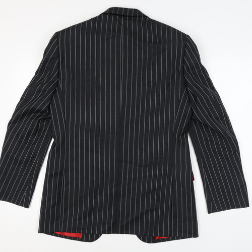 Marks and Spencer Men's Black Striped Wool Blazer Size 40L
