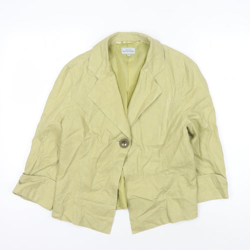 Reflections Beige Linen Blazer Women Size 14 Casual