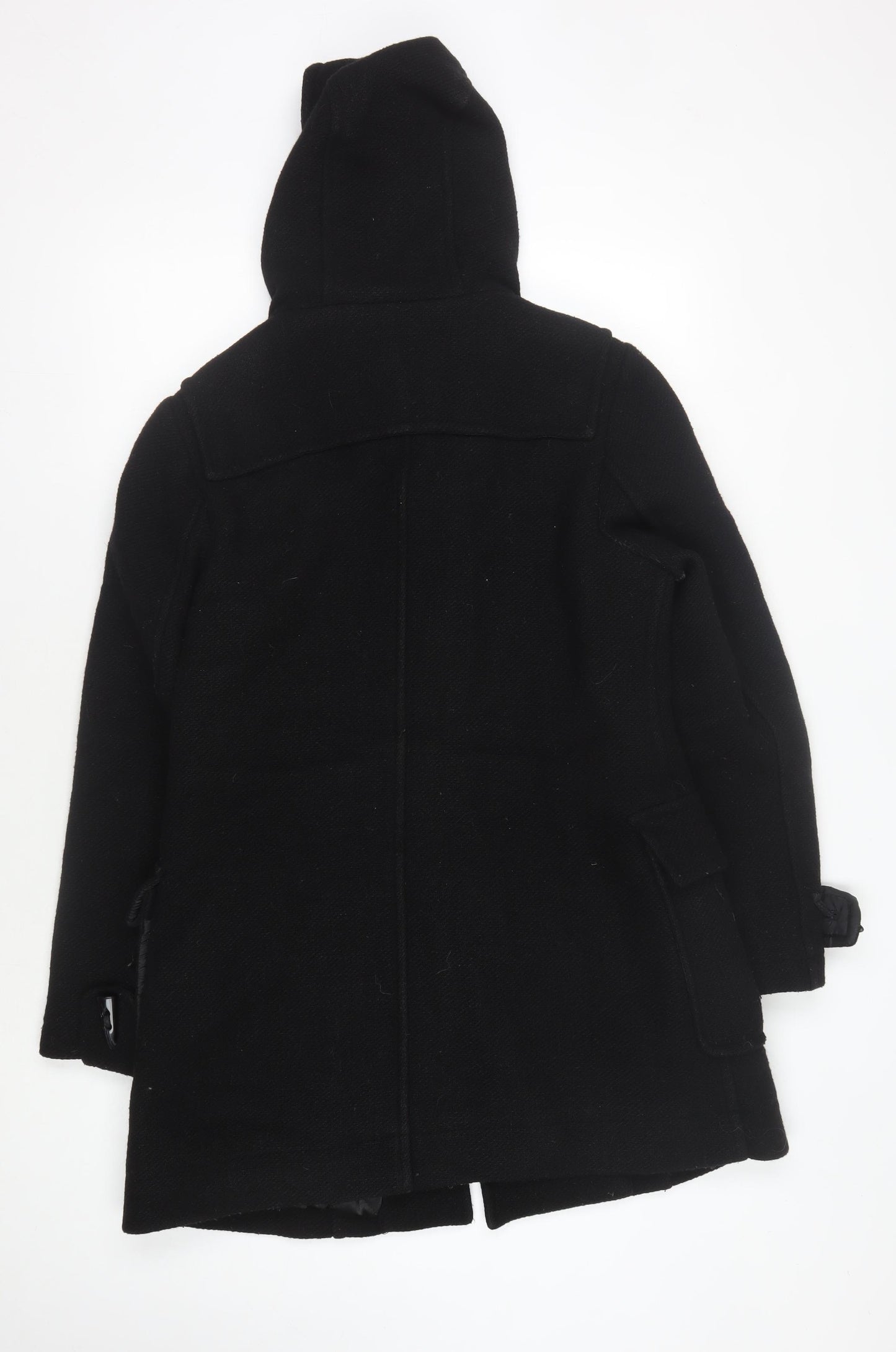 Topshop Women's Black Wool Duffle Coat Size 12