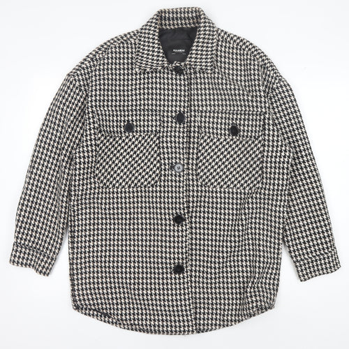 Pull&Bear Men's Black Houndstooth Jacket, Size S, Autumn