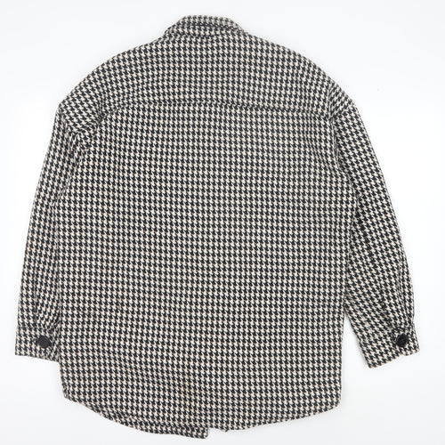 Pull&Bear Men's Black Houndstooth Jacket, Size S, Autumn