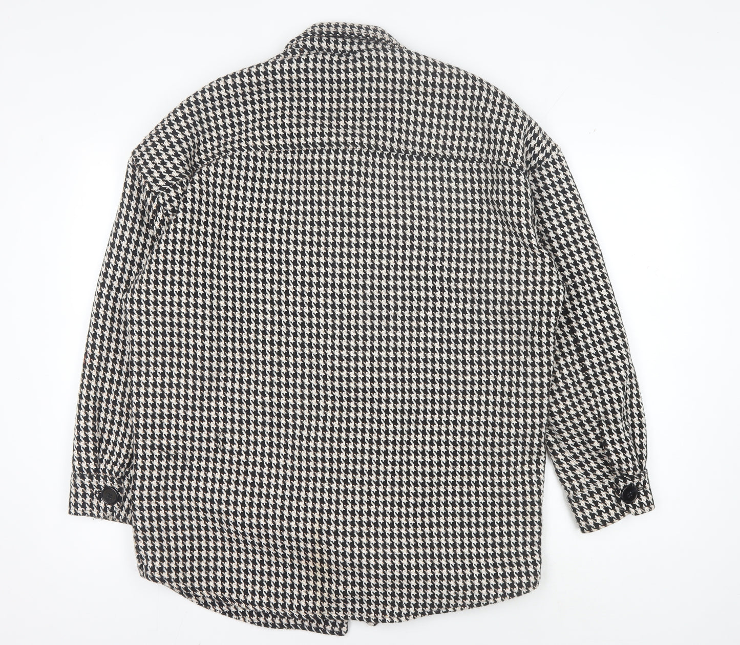 Pull&Bear Men's Black Houndstooth Jacket, Size S, Autumn