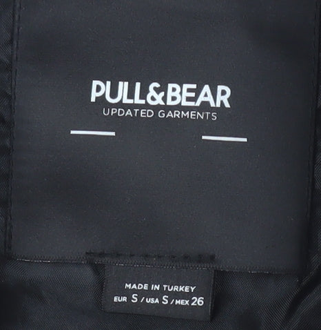 Pull&Bear Men's Black Houndstooth Jacket, Size S, Autumn