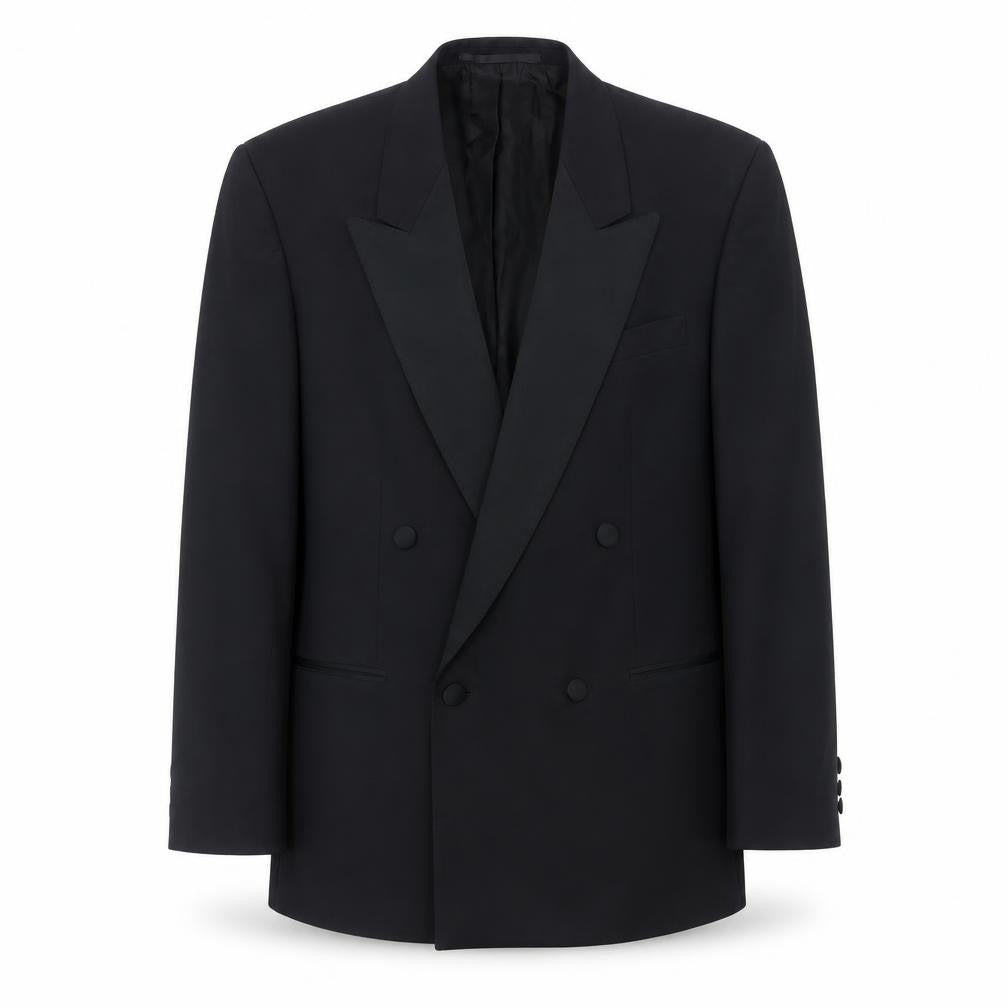 Front view of Leithäuser Men's Black Double-Breasted Tuxedo Blazer, 40 Short, Formal