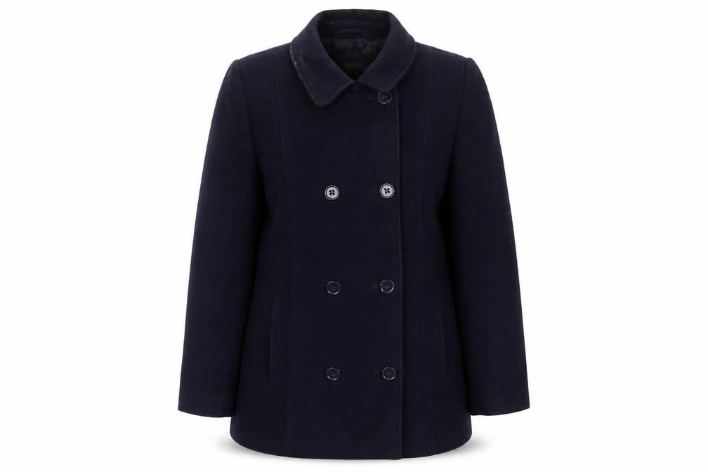 Front view of Windsmoor Women's Blue Wool Blend Mid-Length Coat