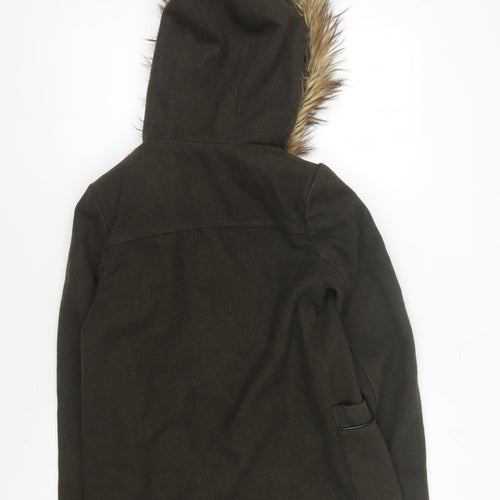New Look Women's Green Parka Coat with Fur Hood