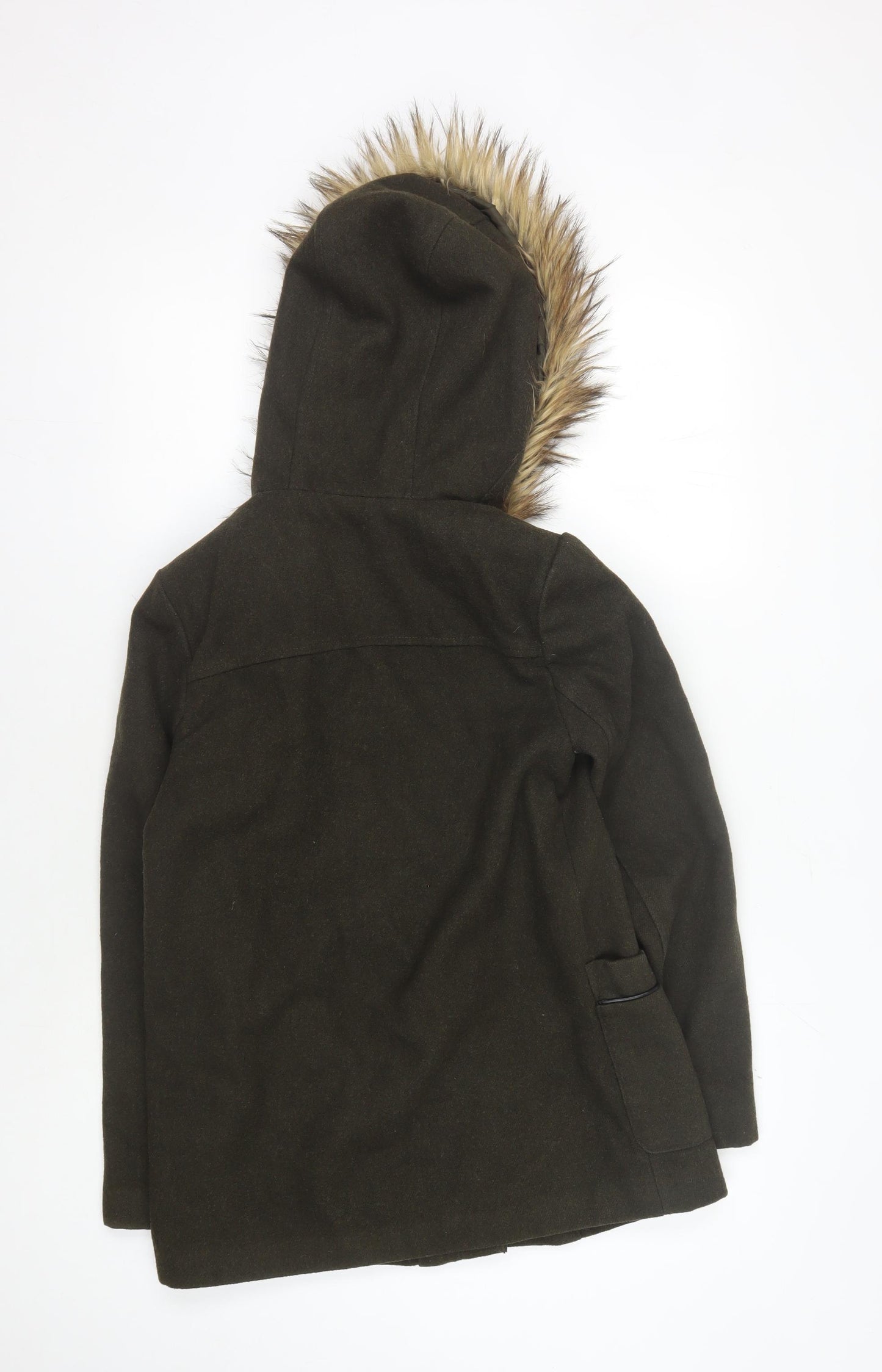 New Look Women's Green Parka Coat with Fur Hood