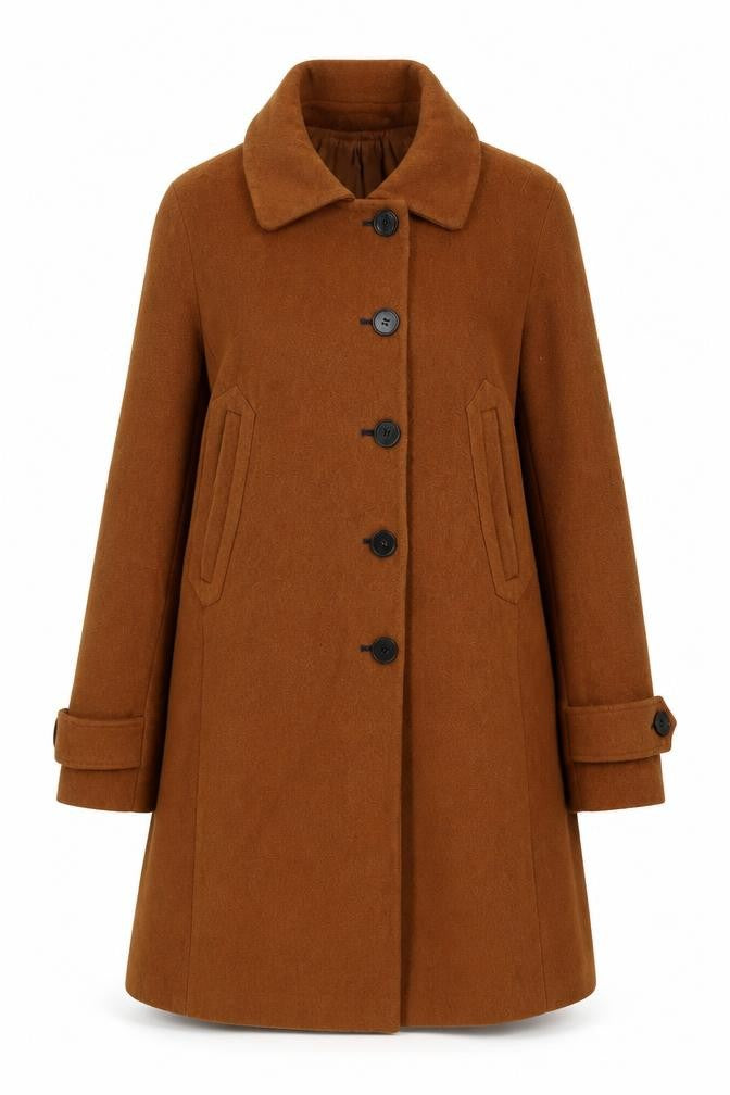 Front view of ASOS Women's Brown Wool Pea Coat, size 8