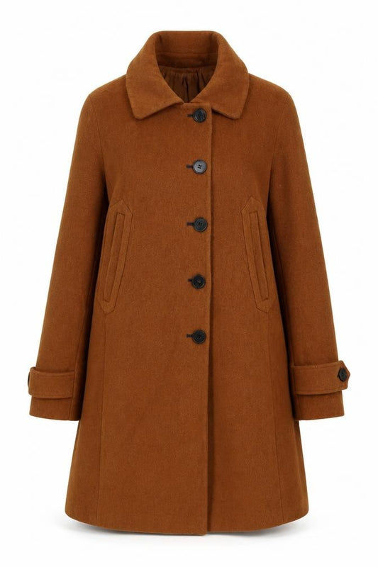Front view of ASOS Women's Brown Wool Pea Coat, size 8