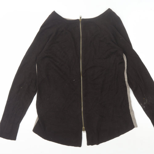 Joan Vass Women's Black Cardigan M with Full Zip