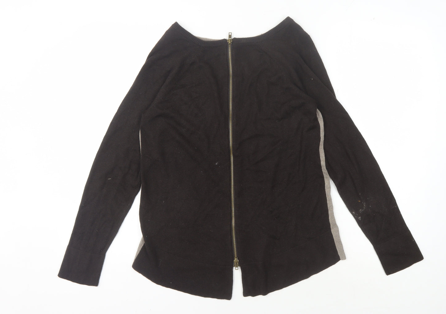 Joan Vass Women's Black Cardigan M with Full Zip
